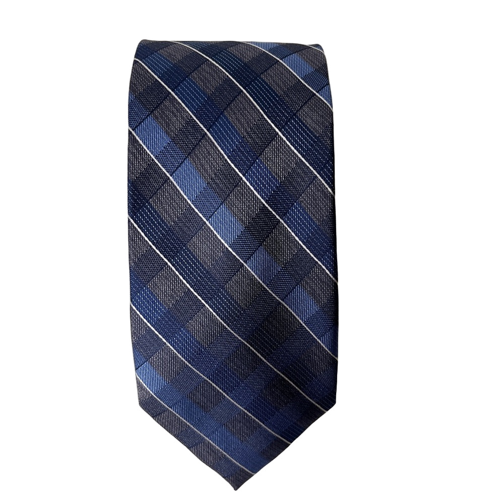 Joseph and Feiss Blue Gray Striped Silk Tie